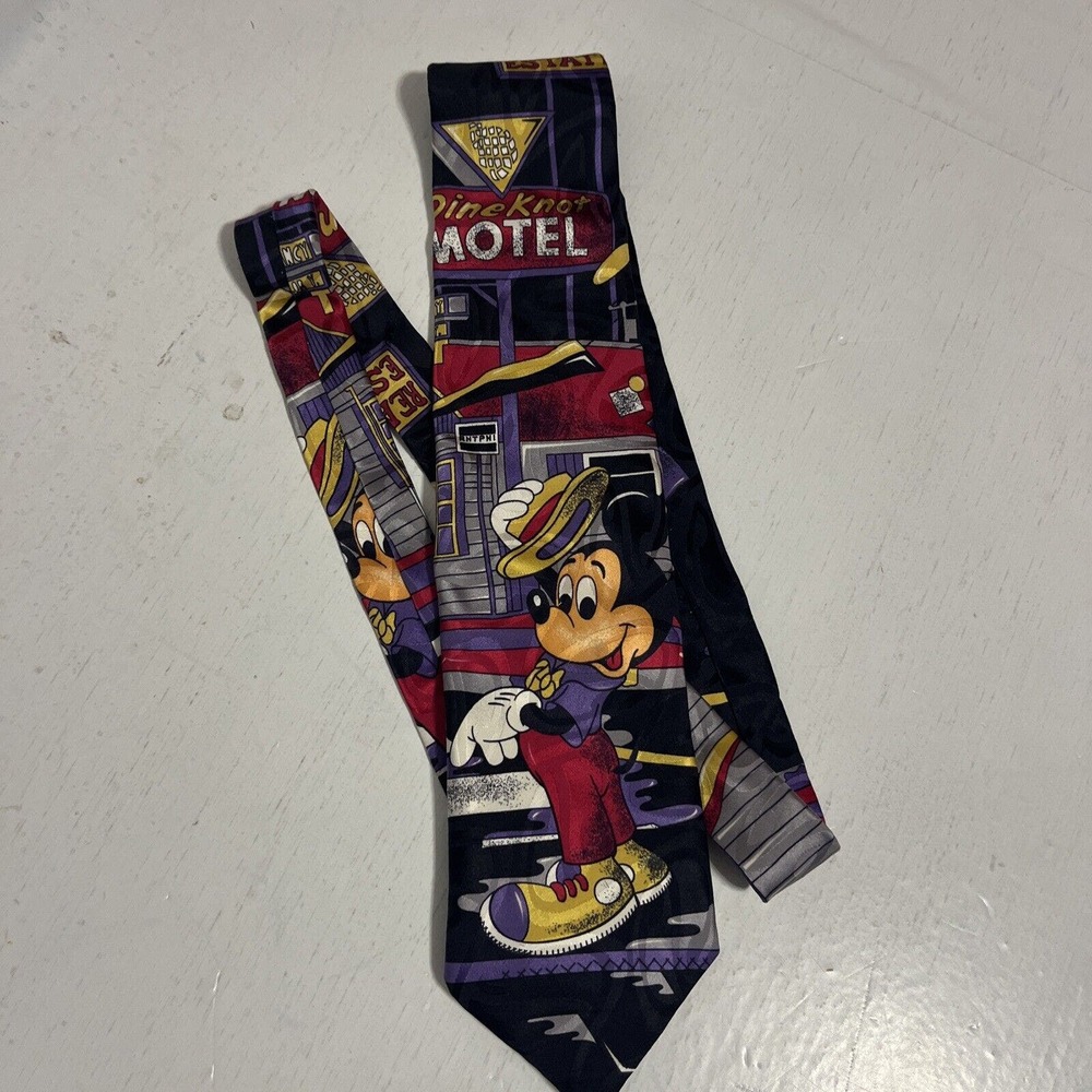 Disney Silk Tie Mickey Mouse Fly Fishing DineKnot Hotel